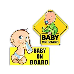 Baby on Board Sign Sticker,Reflective Vehicle Car Signs Kids Safety Warning Sticker for Driver,Safety Caution Sign Stickers for All Cars,2 Pack