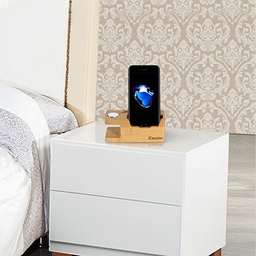 iCozzier 3 USB-Anschlüsse Ladestation aus Bambus mit Apple Watch Stand, Apple Watch Ladestand & iphone Desktop Stand/ Bambus Desktop Stand , Multi- Device Tisch-Organizer Ladedock Halterung für iPhones, Nexus, Galaxy und andere Smartphones - 7