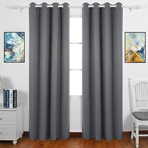 Zhihong Thermal Insulated Top Ring/Eyelet Window Blackout Curtains, 2 Panels (52x71in, Grey)