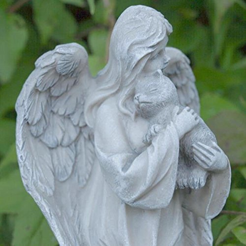 Tiergrab Grabengel mit Katze auf Arm schlafend. Höhe 12,5cm - 3