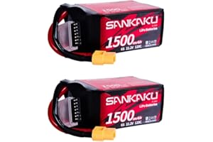 SANKAKU 22.2V Batería Lipo 6S 120C 1500mAh FPV Batería con Conector XT60 para FPV Racing RC Quadcopter Helicóptero Avión Multimotor Hobby (2 Paquetes)