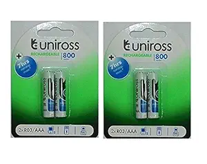 Uniross Rechargeable 800 Series 2*R03/AAA Baattery Set of 4 Combo Pack