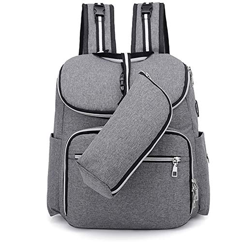Preisvergleich Produktbild lulupila Baby Wickeltasche, Wickelrucksack mit Isoliertasche, Kinderwagen Hacken, Reisetasche, Babytasche, Rucksack Multifunktional, Befestigung für Kinderwagen, Geräumig (Grau)
