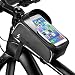 Produktbild Nasharia Fahrrad Rahmentasche, Wasserdicht Handyhalter Fahrrad Tasche Handy Fahrradlenkertasche mit Kopfhörerloch für iPhone 6 7 8 Plus/Samsung s7 Edge s8 s9 Plus andere bis zu 6.0 Zoll Smartphone