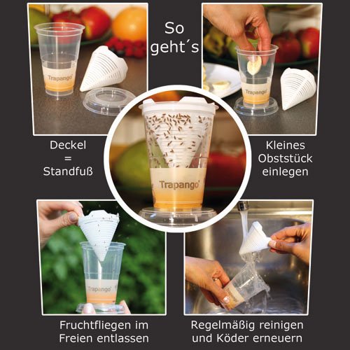 3x Fruchtfliegen-Lebendfalle Trapango®, (3er-Pack) - 7
