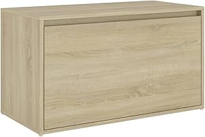 vidaXL Banco de Pasillo Caja Puerta Entrada Recibidor Sala de Estar Salón Muebles Mobiliario Almacenamiento de Contrachapada Roble Sonoma 80x40x45 cm