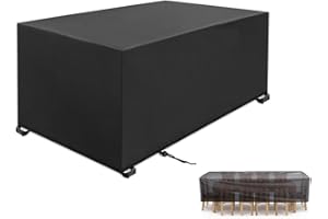 LAYOOMIETY Garden Furniture Covers 170x110x75cm black 420D Heavy Duty Oxford Windproof,Snow-proof,Anti-UV Upgraded Tear-Resistant with 4 Windproof Buckles Rectangular Waterproof Patio Table Cover