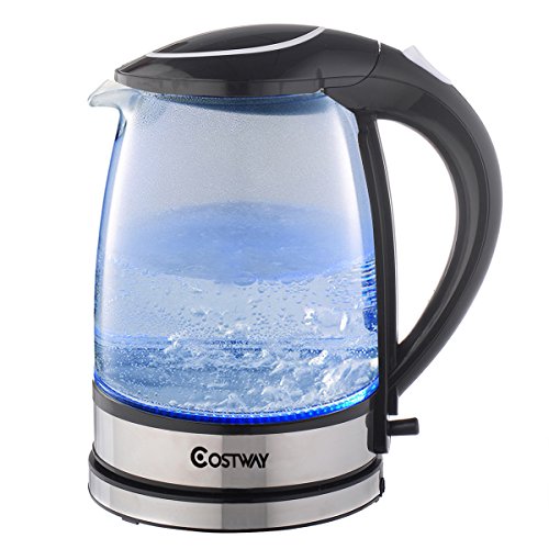Costway Wasserkocher Teekocher Glas/Edelstahl mit LED-Beleuchtung(2L, 2200W)