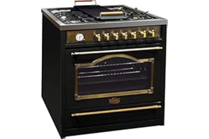 Kaiser Empire HGE 93555 Em/Retro Gas Elektro Standherd 90cm/ Range Cooker/ 115L / Herd mit Gas Kochfeld/ 4,5 Kw WOK/Elektro Backofen /8 Funktionen/Selbstreinigung/Drehspieß/Erdgas/Flüssiggas