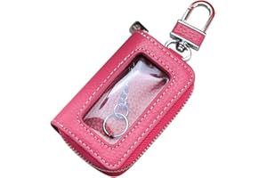 AUBLINTO Carcasa protectora de llave de coche,Estuches de cuero para llaves Estuches Llave de Coche Cremallera Cartera para Llave con ventana transparente Cuero Genuino Titular de Llavero de Cartera