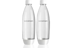 Sodastream Lot de 2 bouteilles de gazéification de 1 l - Compatibles avec les fabricants de luxe Source/Genesis (Blanc)