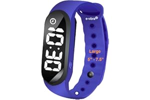E-VIBRA Montre à 8 alarmes vibrantes avec Rappel médical – avec minuterie et 8 alarmes Quotidiennes (Bleu Roi – L), Moderne