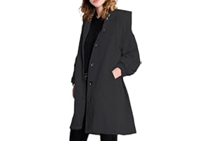 MGizo DtiSpectrum Gabardina para Mujer - Chaqueta Cortavientos con Capucha y Botonadura Sencilla, Abrigo Impermeable para Exteriores, Impermeable Suave para Senderismo y Desplazamientos