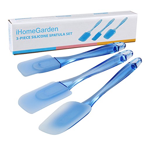 Dreiteiliges Silikon Teigschaber Set – Kochbesteck Kleine Flexiblen Teigspatel Küchengeräte Topfset Mixer – Backzubehör Küchenhelfer Set – Schmal Teigspachtel in Blau mit Kunststoffgriff - 6