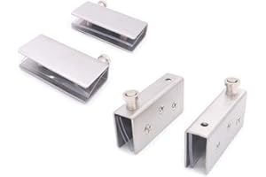 NUZAMAS - Juego de 2 bisagras pivotantes para puerta de gabinete, instalación superior e inferior, cierre de bisagra de puerta, cierre de puerta y abrazaderas de vidrio, tamaño grande