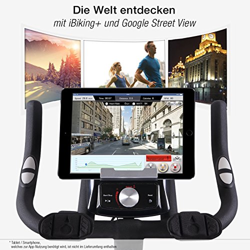 Sportstech Profi Indoor Cycle SX500 mit Smartphone App Steuerung + Google Street View, 25KG Schwungrad, Armauflage, Pulsgurt kompatibel – Speedbike in Studioqualität mit SPD Klicksystem – bis 150 KG - 4