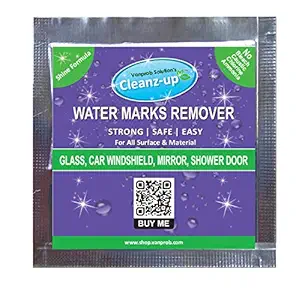 Cleanz-Up Water Marks Remover for Glass, Metal etc | Easy, Safe, Shine Formula | Clean Water Marks, Rust, Limescale, etc | Use for Car, Bike, Vehicles, Windshield etc - 20 Gms