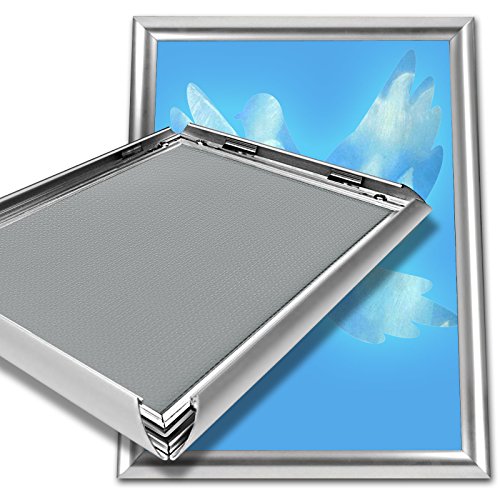 Master of Boards Alu Klapprahmen Plakatrahmen Wechselrahmen Bilderrahmen Ladeneinrichtung Silber Aluminium Rahmen für Plakate Rahmen für Bilder Rahmen Aushang Klicksystem (Gehrung - 5