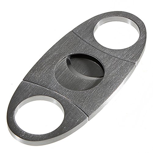 TOOGOO(R) 2X Silver Stainless Steel Double Twin Blade Pocket Cigar Cutter Scissors NEW