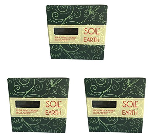 SOIL AND EARTH HANDMADE NATURAL SOAPS (NEEM BASIL & HONEY)_3 X 125 gm/ 4.4 oz.