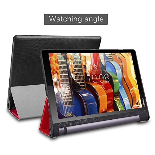 Bestdeal® Hohe Qualität Prämie Ultra Schlank Leicht Smart Cover Tasche Stehe Hülle für Lenovo Yoga Tab 3 YT3-X50F 10.1″ Tablet PC + Displayschutzfolie und Stylus Stift (Rot) - 4