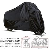 WINDDICHT SCHNALLE UND SICHERHEITSSCHLOSS LÖCHER:ANFTOP Motorrad Abdeckung mit zwei Aluminium-Schloss Löcher und winddichte Schnalle und elastische Stretch-Kante Schicht auf der Unterseite, die durch jeden Regen, Sturm oder starken Winden halten kann, Die Motorrad-Abdeckung ist haltbar wird nicht gerissen