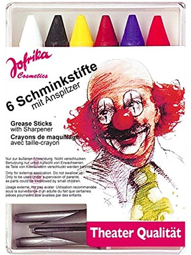 Schminkstifte mit Anspitzer (6 Farben) THEATER QUALITÄT