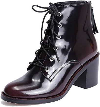Martin Boots Fashion Women-Adult LS060823 Zipper Accessories Ankle Boots,GJDE , Red wine , 38