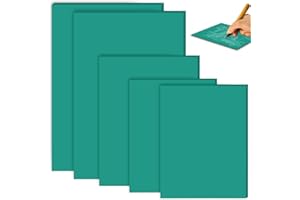 BAIFULAI 5 Stück Weichgummi Linoldruck Platte, 2A4+A5+2A6 Weichgummi Linoleum Platte, Grün Linolschnitt Platten, PVC Linolschnitt Set für Stempel, Bastel und Druckprojekte