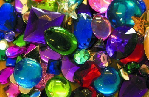 Acrylic Jewels - 350g of Self Adhesive Assorted Colours and Sized Plastic Flat Backed Shiny Jewels - Great for Costume Making by Creativity Papers