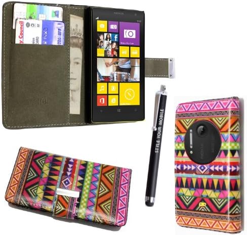 NOKIA LUMIA 1020 PREMIUM PU LEATHER MAGNETIC FLIP CASE SKIN COVER POUCH + STYLUS BY GSDSTYLEYOURMOBILE TM (Aztec Tribal Vintage 02 Book)