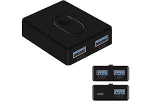 HSUPEZ Switch USB 3.0 Bi-Direzionale, Commutatore 2 PC 2 in 1 Out (1 in 2 Out), KVM per PC, Stampante, Scanner, Tastiera - 2 Computer Condividono 1 Dispositivo