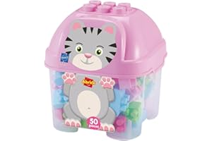 Jouets Ecoiffier - 1928 - Baril Chat de Briques à Empiler Abrick - Jeu de Construction pour Enfants - 50 pièces - Dès 18 Mois - Fabriqué en France