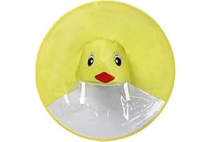 KEENWO Kinder Ente Regenmantel in verschiedenen Größen UFO Regenschirm Cartoon Umhang mit Kapuze bei Regen für Junge und Mädchen in Gelb