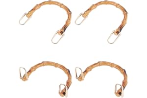 WADORN 4 Pack U-Shaped Bamboo Purse Handles Replacement, 13.3cm Imitation Bamboo Bag Handles Decorative Handbag Handles Handmade Bag Handles with D Ring for Crochet Bag Beach Straw Bag DIY Bag Making