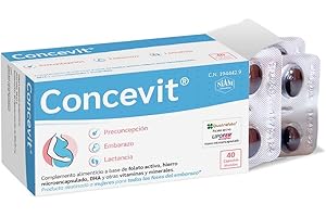 Vitaminas Embarazo con Ácido Fólico | Folato Activo, Hierro, Omega-3, Vitaminas y Nutrientes | Fertilidad Mujer | Pastillas Embarazo para Concepción, Gestación y Lactancia | 40 Cápsulas | Concevit