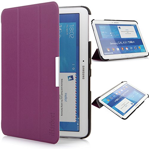 iHarbort® Samsung Galaxy Tab 4 10.1 Funda - ultra delgado ligero Funda de piel de cuerpo entero para Samsung Galaxy Tab 4 10.1 (T530 T535), con la función del sueño / despierta (púrpura)