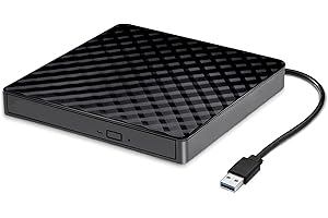 RUOVXWU Lecteur DVD Externe pour PC USB 3.0 Graveur Enregistreur Portable RW/ROM Plug and Play CD/DVD +/-RW Drive DVD Player Transmission Rapide Câble USB Intégrée pour Windows MacOS Laptop Desktops