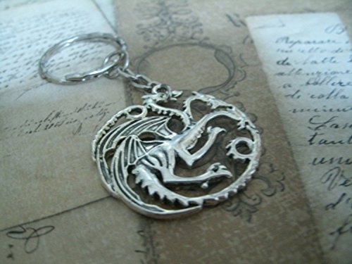 Maison Targaryen - Porte-clés / collier/ boucles d'oreilles représentant le logo des Targaryen de Game of Thrones