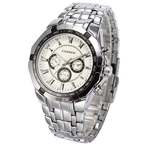 OrrOrr CURREN Analog Herren Uhr schwarz Quarzuhr Edelstahl silber Armbanduhr White OrrOrr CURREN Analog Herren Uhr schwarz Quarzuhr Edelstahl silber Armbanduhr White