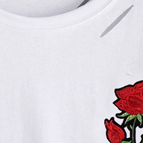 Sommer Bluse, lmmvp Damen Casual Rose drucken lose Tops Short Sleeve T-Shirt - 6