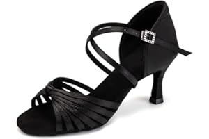 VCIXXVCE Mujer Zapatos de Baile Latino Salsa Tango Bachata Satén Alto Tacón Zapatos de Baile
