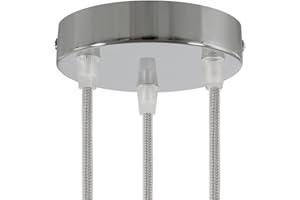 creative cables - Kit rosone cilindrico in Metallo a 3 Fori - Conico, Cromo