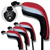 Fácil encendido y apagado Andux funda de palo de golf híbridos set de 4 con intercambiable No. etiqueta MT/HY01 (Negro/rojo)
