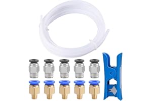 QitinDasen 8 Metry 3D Drukarka PTFE Teflonowa Rurka z Obcinak, 5 Sztuk PC4-M6 Pneumatyczne Złącze i 5 Sztuk PC4-M10 Pneumatyczne Złącze
