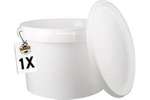 ‎FIXEDBYU Bucket with Lid, 3 Litres, White, Round, Plastic Bucket, Food-Safe, Airtight and Stable, Empty Bucket with Handle and Lid Suitable for Food, Chemistry, Washing Powder, Adhesives