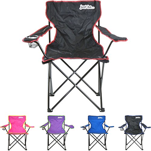 just be......® Sedia da Campeggio Pieghevole - Nera con Bordi Rossi