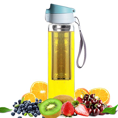 Reeho® Tragbare 510ml Sportflasche Trinkflasche aus Glas, BPA-frei Wasserflasche Glas, Borosilikat Glasflasche Mit Nylon Tasche, Flaschen für Wandern, Fitnessstudio , Laufen - 3