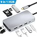 Produktbild Hub USB C, USB C 9 in 1 mit Port HDMI 4 K und Hub Netzwerk LAN RJ45 Gigabit Ethernet, mit Ports 4usb3.0, Cardreader SD/TF und USB-Lade-Port C, Typ C bis 4 K @ 30 Hz und Adapter Netzwerk 1000 Mbps (grau)