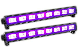 BeamZ BUV93 LED UV Light Bars (Pair) – 2X 8x3W Blacklight LEDs, Plug & Play Party Lighting, Parabolic Reflectors, Compact with Adjustable Mounts for DJ, Home, Bar, Events